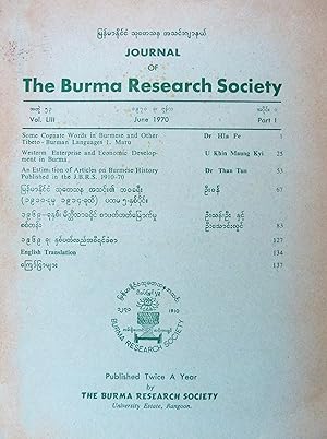 Journal of the Burma Research Society, June 1970