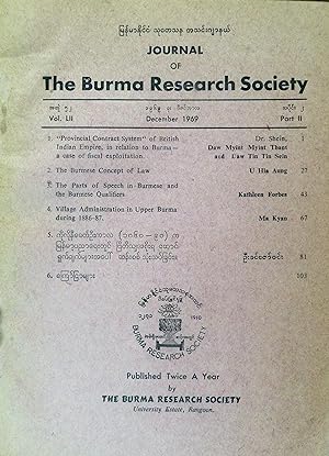Journal of the Burma Research Society, December 1969