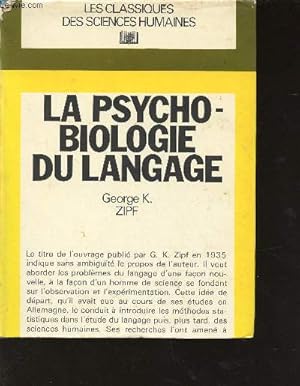 Seller image for La psychobiologie du langage - une introduction  la philosophie dynamique - collection les classiques des sciences humaines for sale by Le-Livre