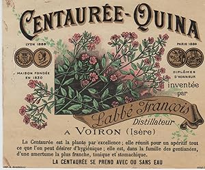 "CENTAURÉE-QUINA / Labbé François VOIRON" Étiquette-chromo originale (entre 1890 et 1900)