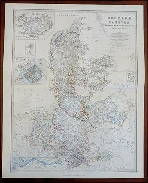 Denmark Iceland Northern Germany Hanover Anhalt 1865 Johnston large folio map