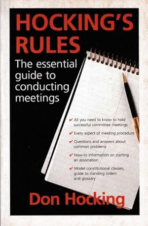 Immagine del venditore per Hocking's Rules: The Essential Guide to Conducting Meetings venduto da Goulds Book Arcade, Sydney