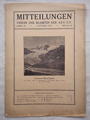 Mitteilungen - Verein der Beamten der AEG e.V. Heft Nr. 10 - Okt. 1925.