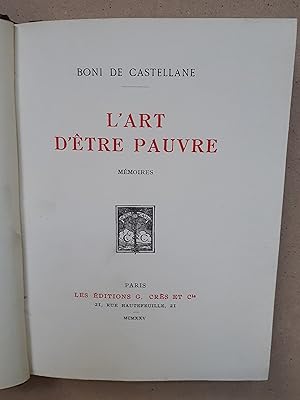 L'ART D'ETRE PAUVRE