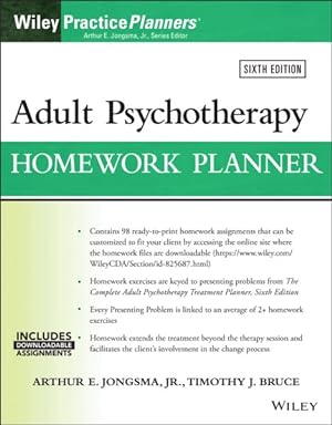 Imagen del vendedor de Adult Psychotherapy Homework Planner a la venta por GreatBookPrices