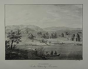 Fischer Hütten bei Florentin. Bulgarien. Lithographie von F. Wolf nach Ludwig Erminy aus Adolph K...