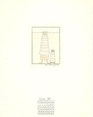 Bild des Verkufers fr 12 farbige, eigenhndig illustrierte Kalenderbltter fr das Jahr 1976 (komplett). zum Verkauf von Antiquariat Knll