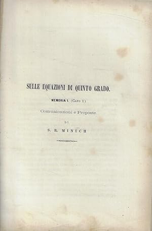 Seller image for Sulle equazioni di quinto grado Memoria I (Capo I) Comunicazioni e proposte for sale by Biblioteca di Babele