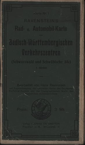 Bild des Verkufers fr Rad- u. Automobil- Karte der Badisch- Wrttembergischen Verkehrszentrum,Schwarzwald und Schwbische Alb, 1: 300000 zum Verkauf von Antiquariat Kastanienhof