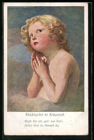 Bild des Verkufers fr Knstler-Ansichtskarte Kindergebet in Kriegszeit zum Verkauf von Bartko-Reher