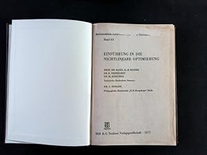 Imagen del vendedor de Einfhrung in die nichtlineare Optimierung. Mathematisch-Naturwissenschaftliche Bibliothek ; Bd. 63. a la venta por Antiquariat Bookfarm