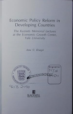 Bild des Verkufers fr Economic policy reform in developing countries. the Kuznets memorial lectures at the Economic Growth Center, Yale University. zum Verkauf von Antiquariat Bookfarm