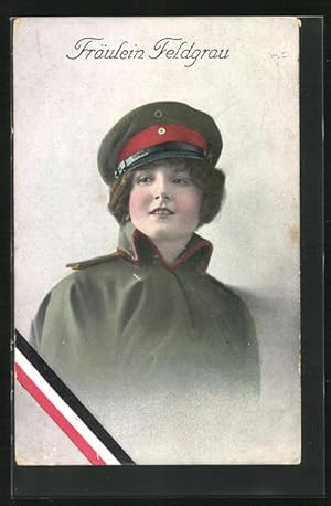 Bild des Verkufers fr Ansichtskarte Frulein Feldgrau mit Schirmkappe zum Verkauf von Bartko-Reher