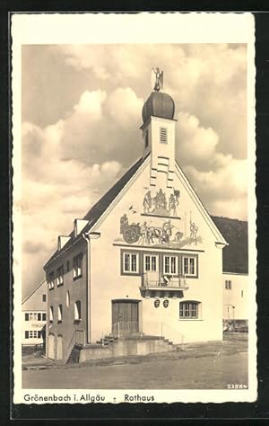Bild des Verkufers fr Ansichtskarte Grnenbach /Allgu, Rathaus mit Malerei zum Verkauf von Bartko-Reher