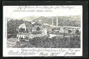Ansichtskarte Libauthal b. Königsberg /Eger, Baumwollspinnerei u. Weberei Ginsberg u. Stross
