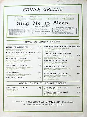 Seller image for Sing Me to Sleep. (Sing Mir Dein Lied.). for sale by Ken Jackson
