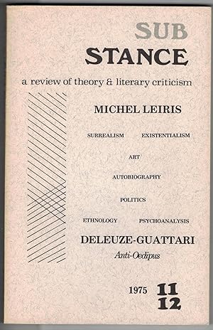Imagen del vendedor de Sub-stance a review of theory and literary criticism n 11/12. a la venta por Rometti Vincent