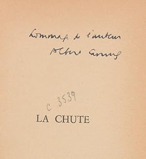 La Chute. Original edition: neuvième édition. (Signed presentation copy with an original large fo...