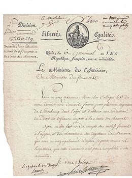 Seller image for Original ALS document denying an exempton to merchants in Strasbourg of the tax on the sale of hemp (chanvre). . First edition. for sale by Wittenborn Art Books