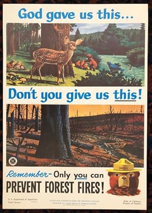 (Smokey Bear) GOD GAVE US THIS.DON'T YOU GIVE US THIS!. Remember Only You Can Prevent Forest Fire...