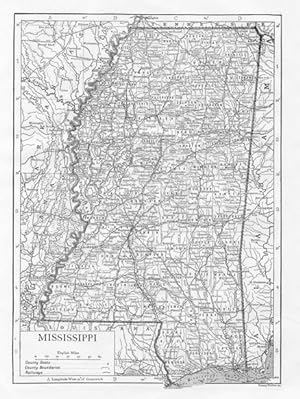 MISSISSIPPI,Railways,Counties,Historical State Map