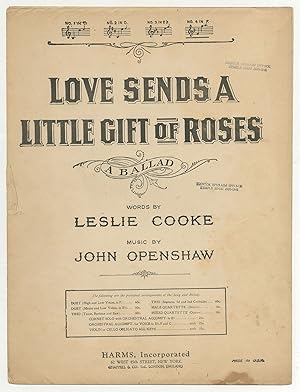 Seller image for [Sheet music]: Love Sends a Little Gift of Roses for sale by Between the Covers-Rare Books, Inc. ABAA
