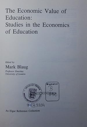 Bild des Verkufers fr The economic value of education. studies in the economics of education. zum Verkauf von Antiquariat Bookfarm