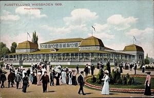 Bild des Verkufers fr Ansichtskarte / Postkarte Wiesbaden in Hessen, Ausstellung fr Handwerk, Gewerbe, Kunst Gartenbau 1909, Hauptrestaurant zum Verkauf von akpool GmbH