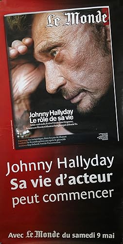 "Johnny HALLYDAY / Acteur du film VENGEANCE de Johnnie TO" / Affiche originale LE MONDE 2 n° 273 ...