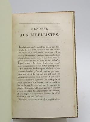 Imagen del vendedor de Rponse aux libellistes a la venta por L'Ancienne Librairie