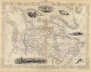 Map of CANADA, British North America ,John Tallis 1850,hand coloured outlines,rare map