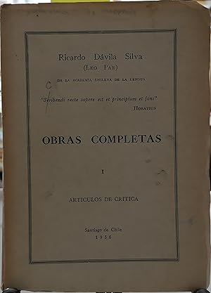 Bild des Verkufers fr Obras Completas. Tomo I. Artculos de crtica literaria zum Verkauf von Librera Monte Sarmiento