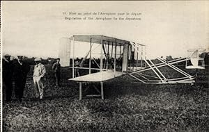 Seller image for Ansichtskarte / Postkarte Mise au point de l'Aroplane pour le dpart, Regulation of the Aeroplane for sale by akpool GmbH