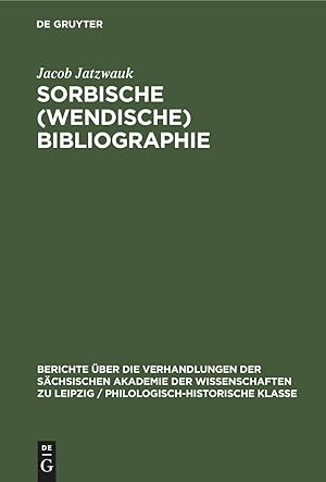 Imagen del vendedor de Sorbische (Wendische) Bibliographie a la venta por moluna