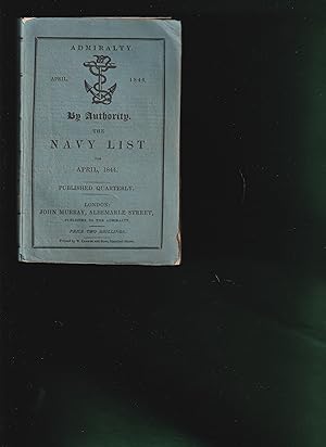 Bild des Verkufers fr THE NAVY LIST FOR APRIL, 1844 zum Verkauf von Chaucer Bookshop ABA ILAB