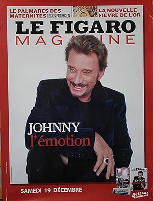"Johnny HALLYDAY" Affiche originale LE FIGARO MAGAZINE 19 Décembre 1998 / Photo François DARMIGNY