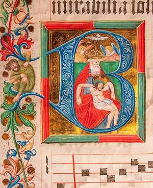 The Trinity, by Nikolaus Bertschi the Elder or his workshop, on a leaf from a large Antiphonary i...