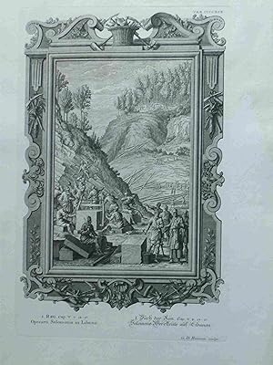 Seller image for Operarii Salomonis in Libano. Salomons Werckleute Auf Libanon. Scheuchzer-Bibel. PHYSICA SACRA. 1731. Original engraved Print for sale by Meiwes