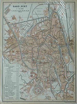 Ghent. Gand. Town View. Lewis. Original engraved Print. Antique Engraving