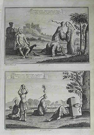 Strolling Beggars in China. Original engraved Print. Antique Engraving