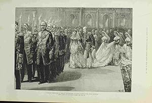 Marriage Festivities at Berlin:Fackel-Tanz, or Torch Dance at the Royal Wedding. Engraving.