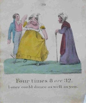 Four Times 8 are 32. I Once Could Dance as Well as You. Antique Print. Engraving.