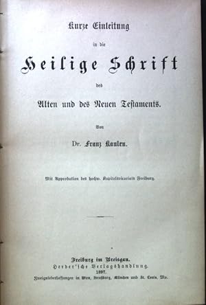 Bild des Verkufers fr Kurze Einleitung in die heilige Schrift des Alten und des Neuen Testaments; Kurzes biblisches Handbuch zum Gebrauche fr Studirende der Theologie. 1. Bndchen; zum Verkauf von books4less (Versandantiquariat Petra Gros GmbH & Co. KG)