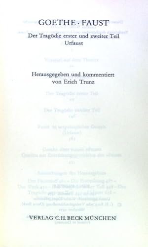 Bild des Verkufers fr Faust; Urfaust. der Tragdie 1. u. 2. Teil zum Verkauf von books4less (Versandantiquariat Petra Gros GmbH & Co. KG)