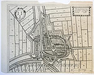 [Antique print; cartography, oude prent Purmerent] PURMEREND, published 1652.