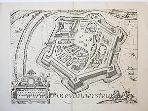 [Antique print, cartography] Gravelines (Grevelingen), published ca. 1610.