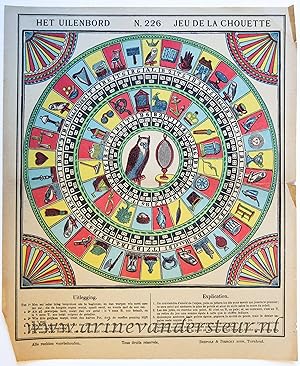 [Antique game, board game, Chromolithography] Uilenspel (Owl game), published ca. 1833-1911.