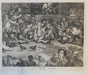 [Antique print, game] Pit Ticket, cock pit (hanengevecht, cockfight) published 1797.