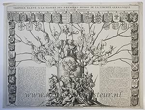 [Antique print, engraving, Germany] Trophee eleve a la gloire des premiers heros de la liberte Ge...