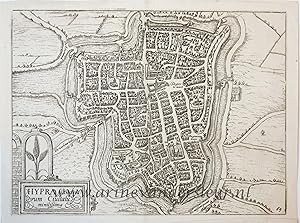 [Antique print, cartography] Ypres/Ieper, published ca. 1610.